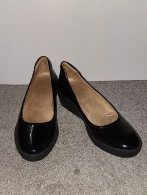 Wide Fit. Naturalizer Black Patent Leather Slip-On Ballet Flats